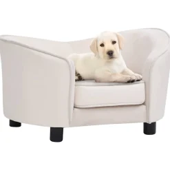 Maison Exclusive Niches, Paniers Et Transports | - Canapé pour chien crème 69x49x40 cm peluche et similicuir
