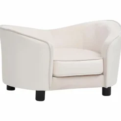 Maison Exclusive Niches, Paniers Et Transports | - Canapé pour chien crème 69x49x40 cm peluche et similicuir