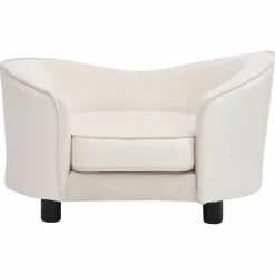 Maison Exclusive Niches, Paniers Et Transports | - Canapé pour chien crème 69x49x40 cm peluche et similicuir