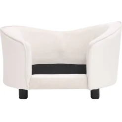 Maison Exclusive Niches, Paniers Et Transports | - Canapé pour chien crème 69x49x40 cm peluche et similicuir