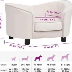 Maison Exclusive Niches, Paniers Et Transports | - Canapé pour chien crème 69x49x40 cm peluche et similicuir