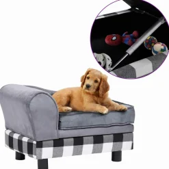 Maison Exclusive Niches, Paniers Et Transports | - Canapé pour chien gris 57x34x36 cm peluche