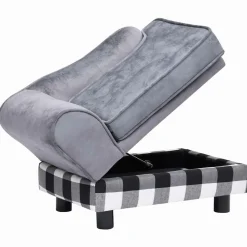 Maison Exclusive Niches, Paniers Et Transports | - Canapé pour chien gris 57x34x36 cm peluche