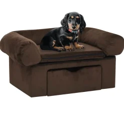 Maison Exclusive Niches, Paniers Et Transports | - Canapé pour chien avec tiroir marron 75x50x38 cm peluche