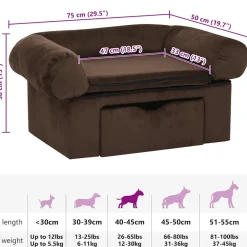 Maison Exclusive Niches, Paniers Et Transports | - Canapé pour chien avec tiroir marron 75x50x38 cm peluche