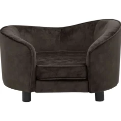 Maison Exclusive Niches, Paniers Et Transports | - Canapé pour chien marron 69x49x40 cm peluche