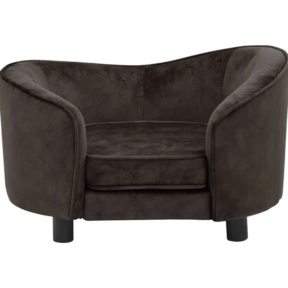 Maison Exclusive Niches, Paniers Et Transports | - Canapé pour chien marron 69x49x40 cm peluche