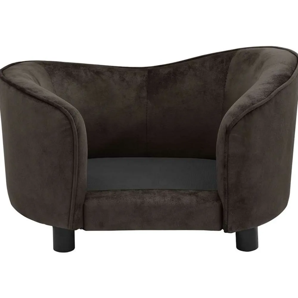 Maison Exclusive Niches, Paniers Et Transports | - Canapé pour chien marron 69x49x40 cm peluche
