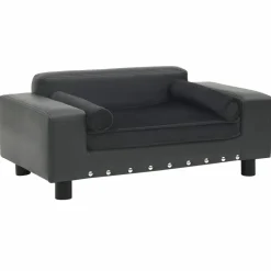 Maison Exclusive Niches, Paniers Et Transports | - Canapé pour chien gris foncé 81x43x31 cm peluche et similicuir