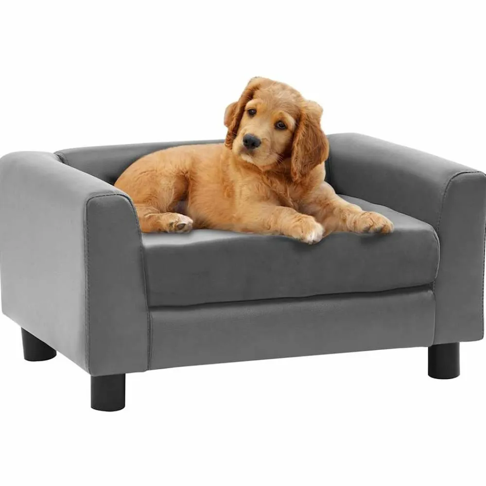 Maison Exclusive - Canapé pour chien gris 60x43x30 cm peluche et similicuir Clearance