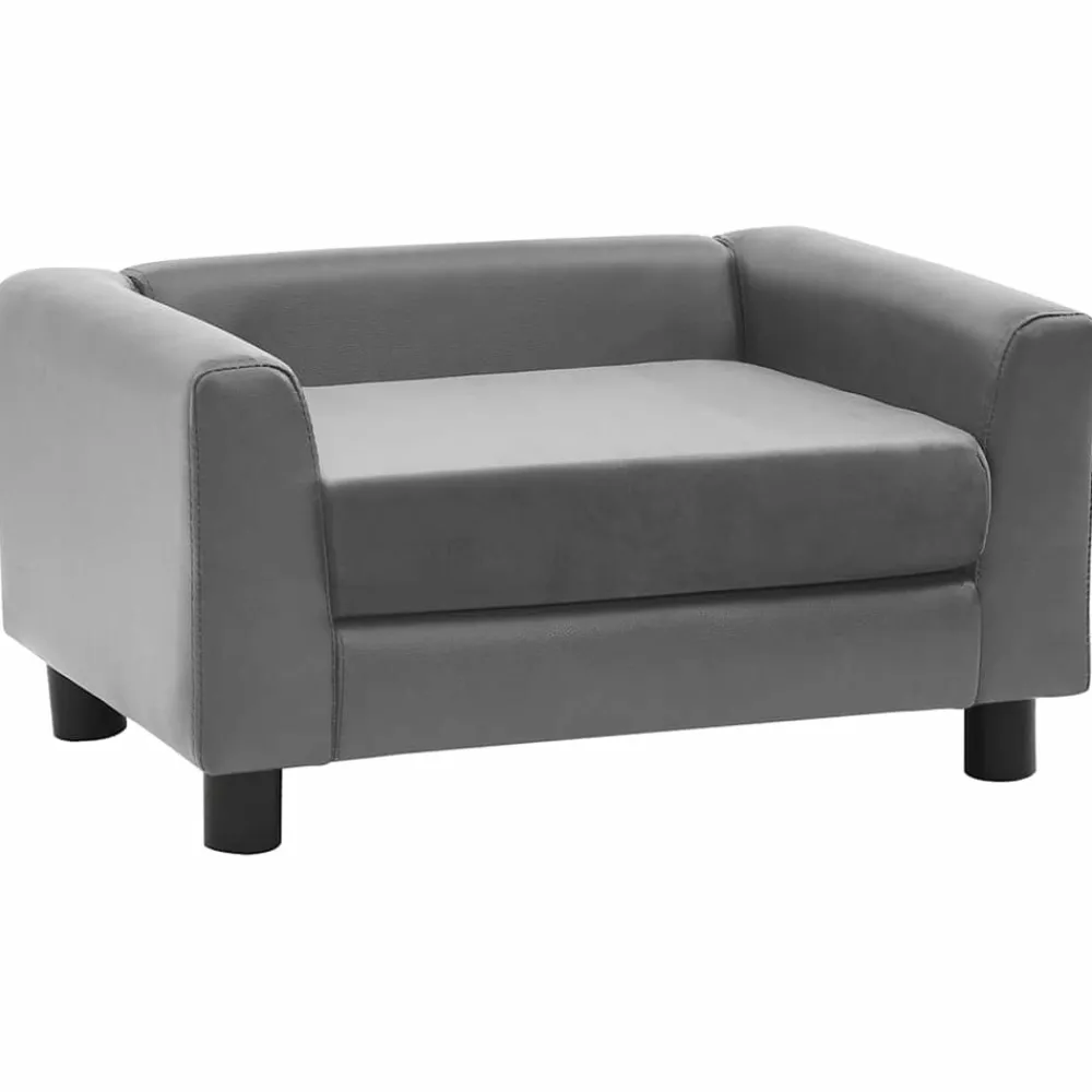 Maison Exclusive - Canapé pour chien gris 60x43x30 cm peluche et similicuir Clearance