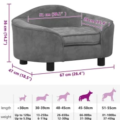 Maison Exclusive - Canapé pour chien gris 67x47x36 cm peluche Sale