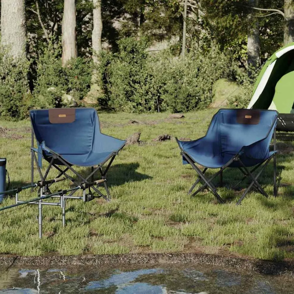 Maison Exclusive - Chaise de camping avec poche pliable lot de 2 bleu Best