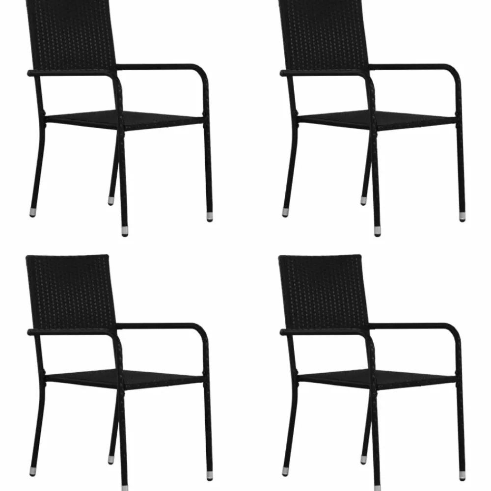 Maison Exclusive - Chaise à dîner de jardin empilable lot de 4 noir résine tressée Clearance
