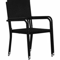 Maison Exclusive - Chaise à dîner de jardin empilable lot de 4 noir résine tressée Clearance