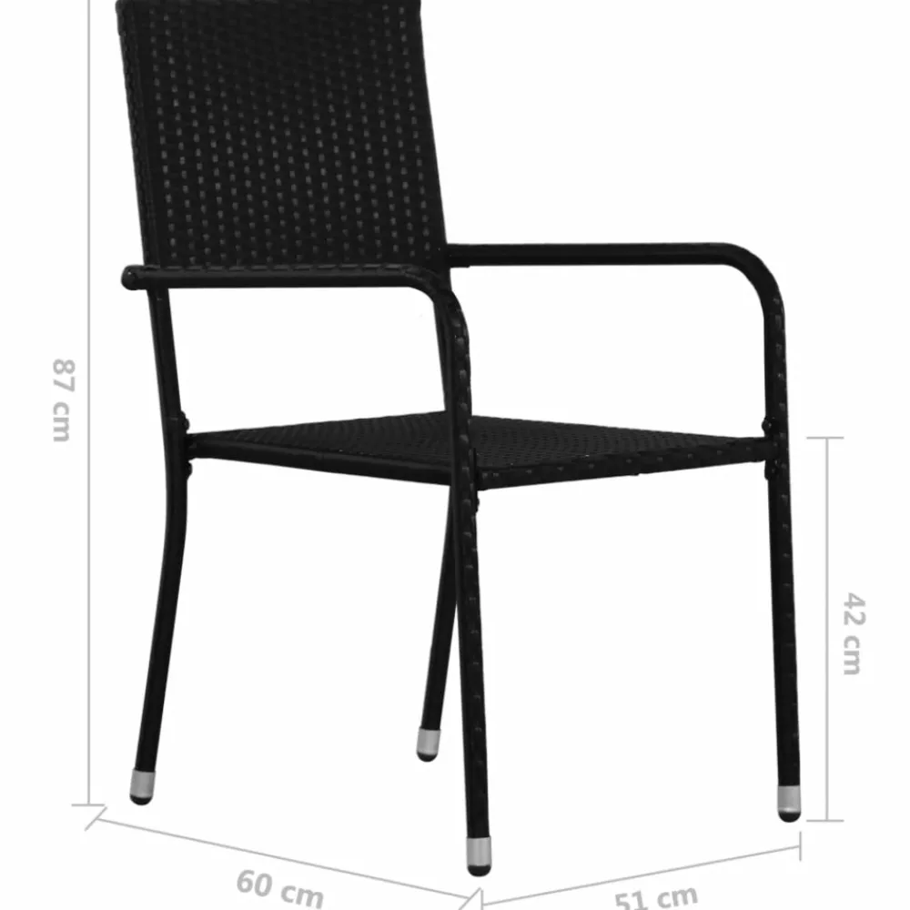 Maison Exclusive - Chaise à dîner de jardin empilable lot de 4 noir résine tressée Clearance