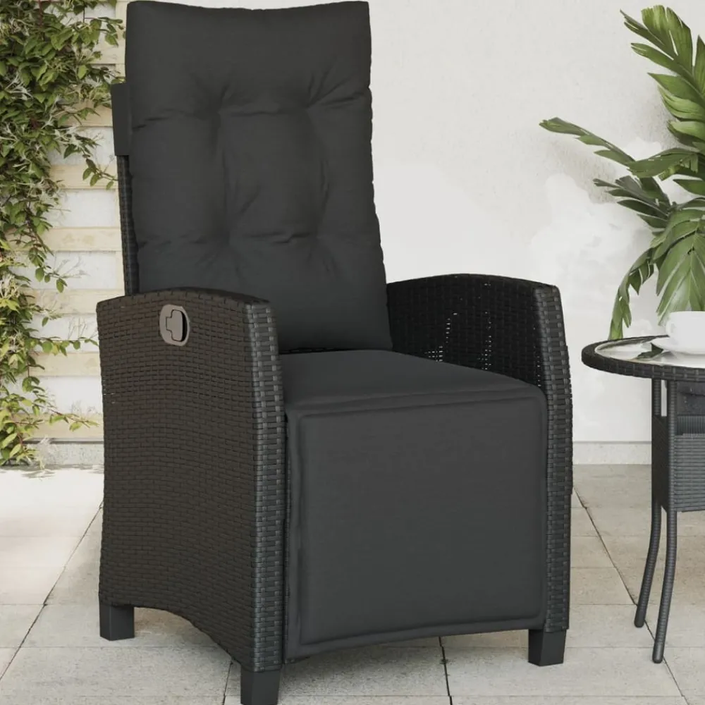 Maison Exclusive - Chaise inclinable de jardin et repose-pied noir résine tressée Online