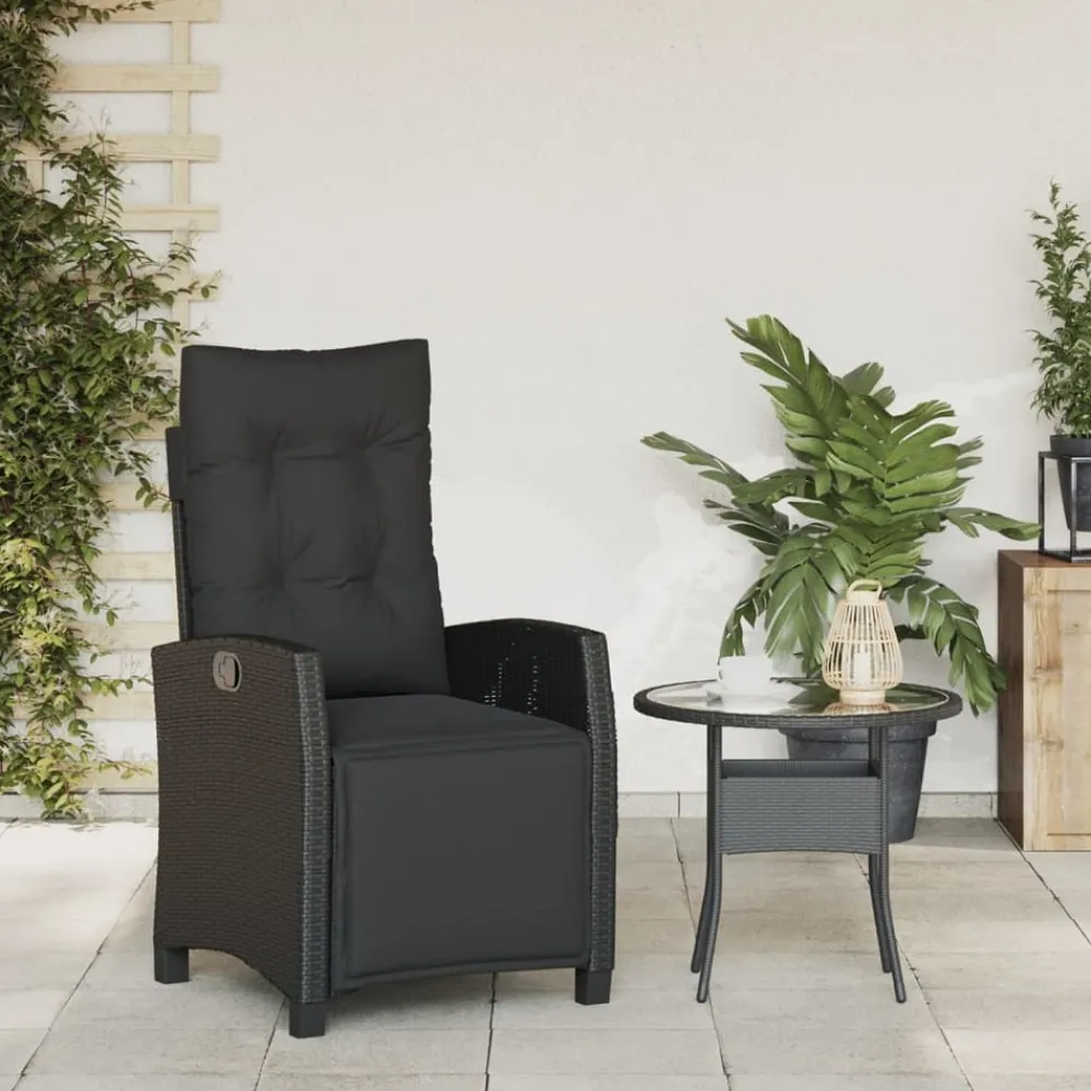 Maison Exclusive - Chaise inclinable de jardin et repose-pied noir résine tressée Online