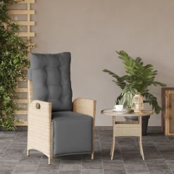 Maison Exclusive - Chaise inclinable de jardin et repose-pied mélange beige rotin Hot