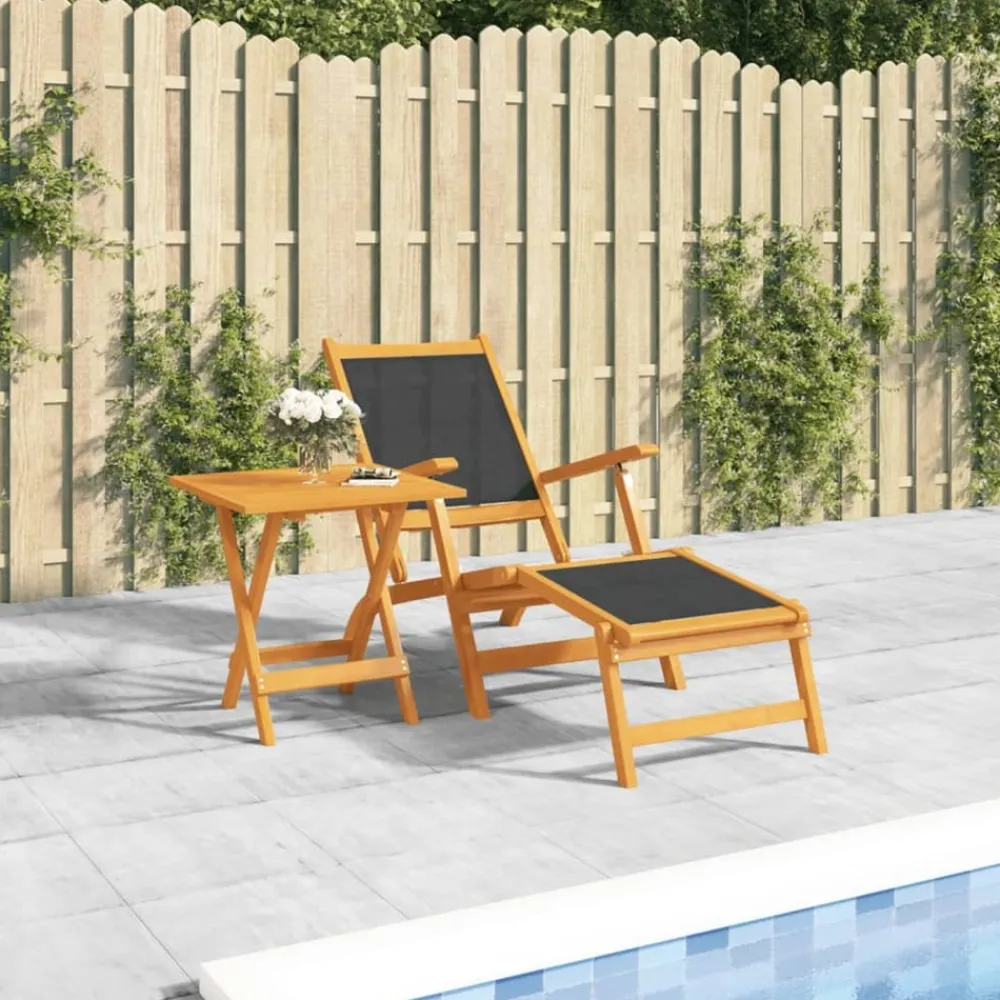 Maison Exclusive - Chaise longue d'extérieur avec table acacia massif et textilène Hot
