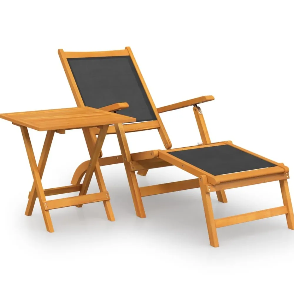 Maison Exclusive - Chaise longue d'extérieur avec table acacia massif et textilène Hot