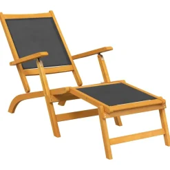 Maison Exclusive - Chaise longue d'extérieur avec table acacia massif et textilène Hot
