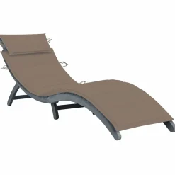 Maison Exclusive Bains De Soleil, Transats Et Hamacs | - Chaise longue avec coussin gris bois d'acacia solide