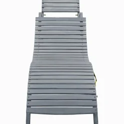 Maison Exclusive Bains De Soleil, Transats Et Hamacs | - Chaise longue avec coussin gris bois d'acacia solide