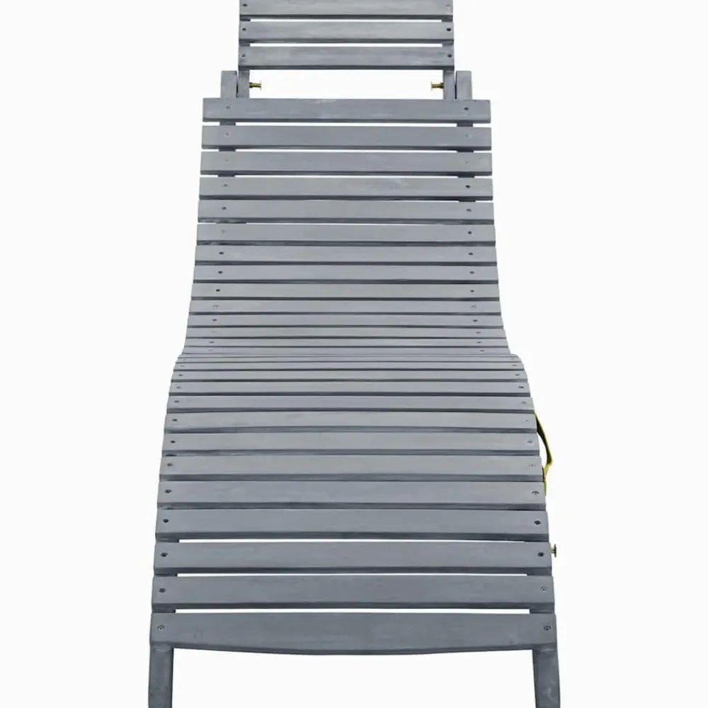Maison Exclusive Bains De Soleil, Transats Et Hamacs | - Chaise longue avec coussin gris bois d'acacia solide