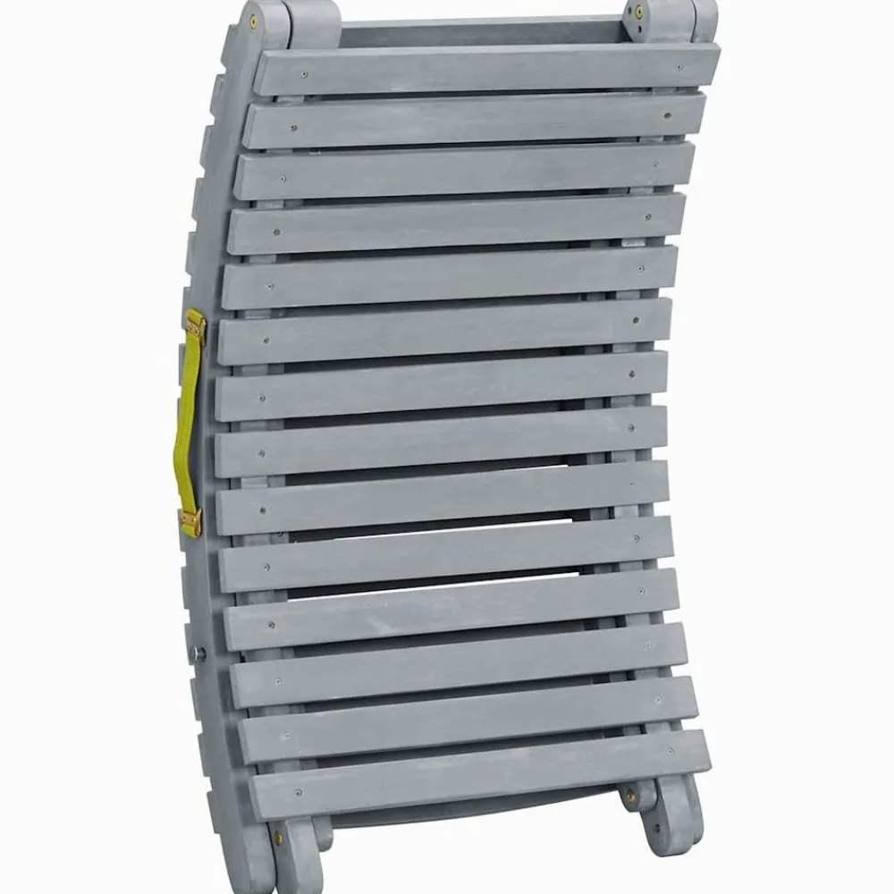 Maison Exclusive Bains De Soleil, Transats Et Hamacs | - Chaise longue avec coussin gris bois d'acacia solide