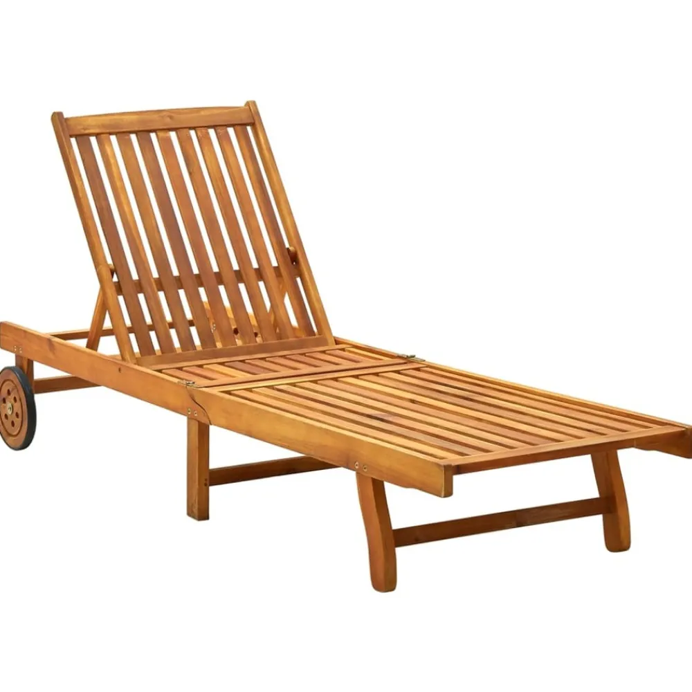 Maison Exclusive Bains De Soleil, Transats Et Hamacs | - Chaise longue de jardin avec coussin bois d'acacia solide