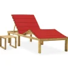 Maison Exclusive - Chaise longue de jardin avec table et coussin pin imprégné Discount