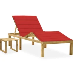 Maison Exclusive - Chaise longue de jardin avec table et coussin pin imprégné Discount
