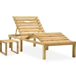 Maison Exclusive - Chaise longue de jardin avec table et coussin pin imprégné Discount