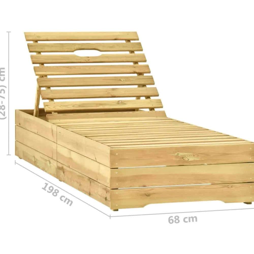 Maison Exclusive Bains De Soleil, Transats Et Hamacs | - Chaise longue avec coussin bordeaux bois de pin imprégné