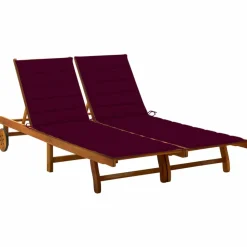 Maison Exclusive - Chaise longue de jardin 2 places avec coussins acacia solide Outlet