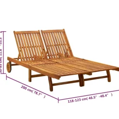 Maison Exclusive - Chaise longue de jardin 2 places avec coussins acacia solide Outlet