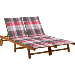Maison Exclusive Bains De Soleil, Transats Et Hamacs | - Chaise longue de jardin 2 places avec coussins acacia solide