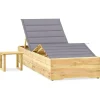 Maison Exclusive Bains De Soleil, Transats Et Hamacs | - Chaise longue de jardin avec table et coussin pin imprégné