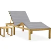 Maison Exclusive Bains De Soleil, Transats Et Hamacs | - Chaise longue de jardin avec table et coussin pin imprégné