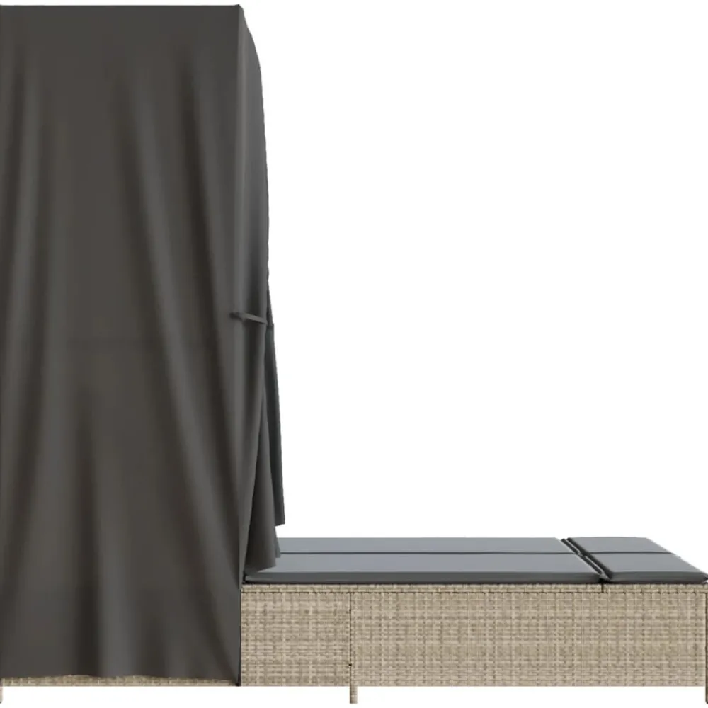 Maison Exclusive - Chaise longue double avec toit et rideaux gris clair poly rotin Sale