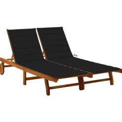 Maison Exclusive - Chaise longue de jardin 2 places avec coussins acacia solide New