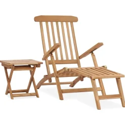 Maison Exclusive - Chaise longue de jardin avec repose-pied et table bois de teck Sale