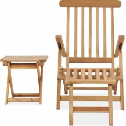 Maison Exclusive - Chaise longue de jardin avec repose-pied et table bois de teck Sale