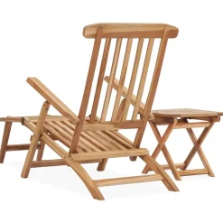 Maison Exclusive - Chaise longue de jardin avec repose-pied et table bois de teck Sale