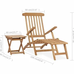 Maison Exclusive - Chaise longue de jardin avec repose-pied et table bois de teck Sale