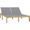 Maison Exclusive Bains De Soleil, Transats Et Hamacs | - Chaise longue double et coussins gris bois de pin imprégné