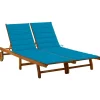 Maison Exclusive Bains De Soleil, Transats Et Hamacs | - Chaise longue de jardin 2 places avec coussins acacia solide