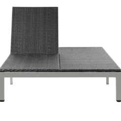 Maison Exclusive - Chaise longue double avec roues résine tressée noir