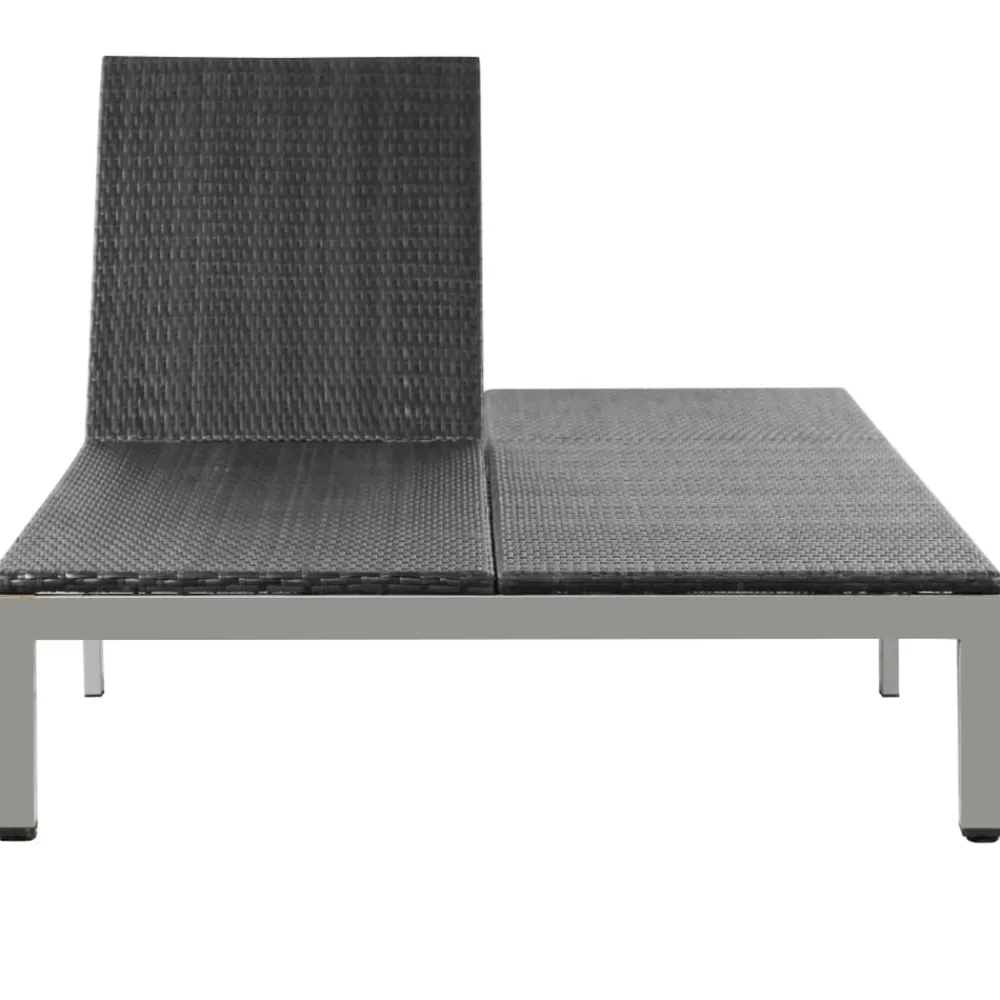 Maison Exclusive - Chaise longue double avec roues résine tressée noir